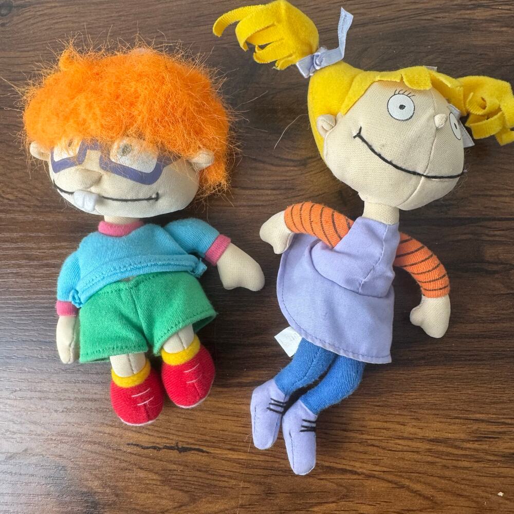 1997‎ Rugrats Chuckie + Angelica  7" Nickelodeon Plush Doll Beanbag Applause